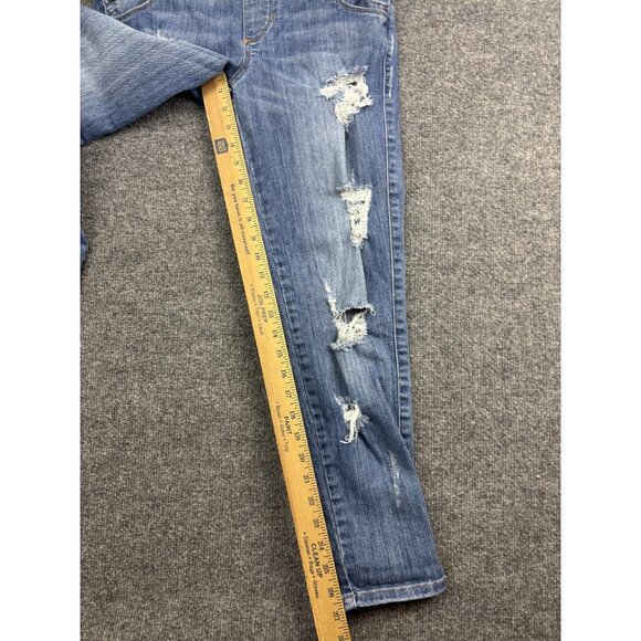 Guess Jeans Jeans Womens 27 Blue Distressed Ripped Denim Bib Overalls Skinny Leg - Picture 4 of 8